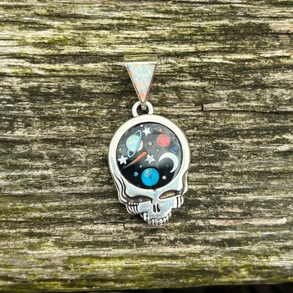 David freeland jr gemstone inlay- Grateful Dead outerspace pendant - Picture 4 of 5